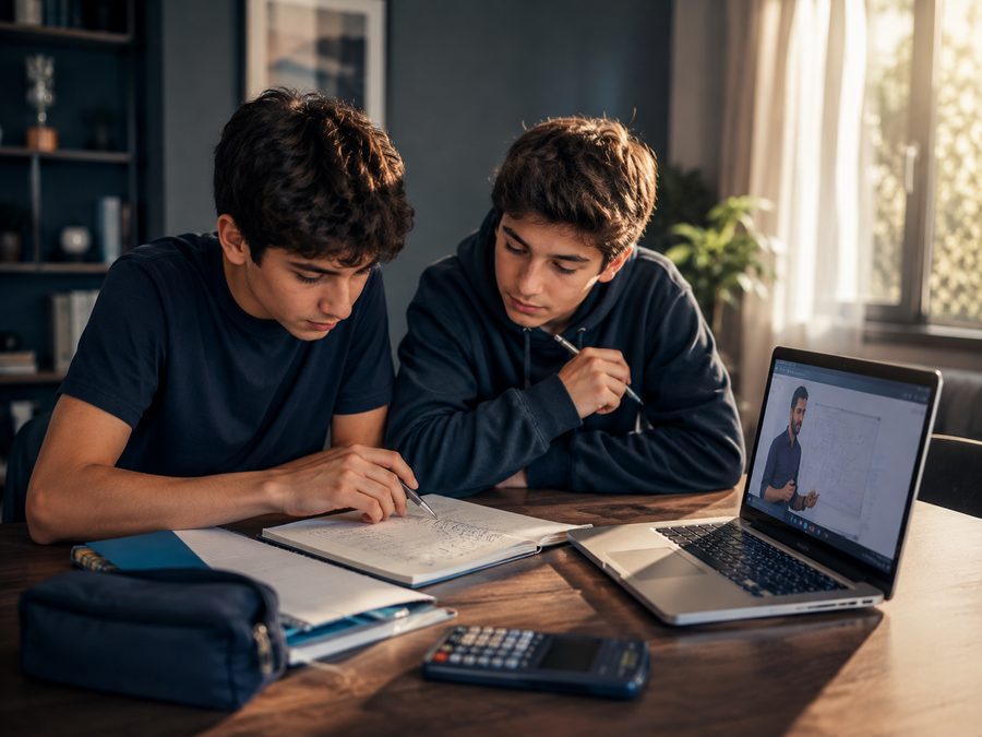 Estudiantes de enseñanza media reforzando ciencias en casa